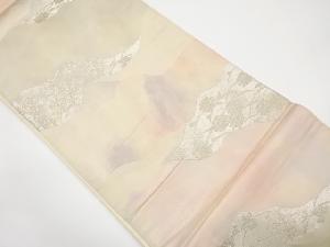 道長取りに花模様織り出し暈し袋帯